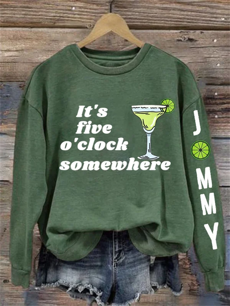 Comstylish Women's Vintage It's 5 O'clock Somewhere Print Sweatshirt