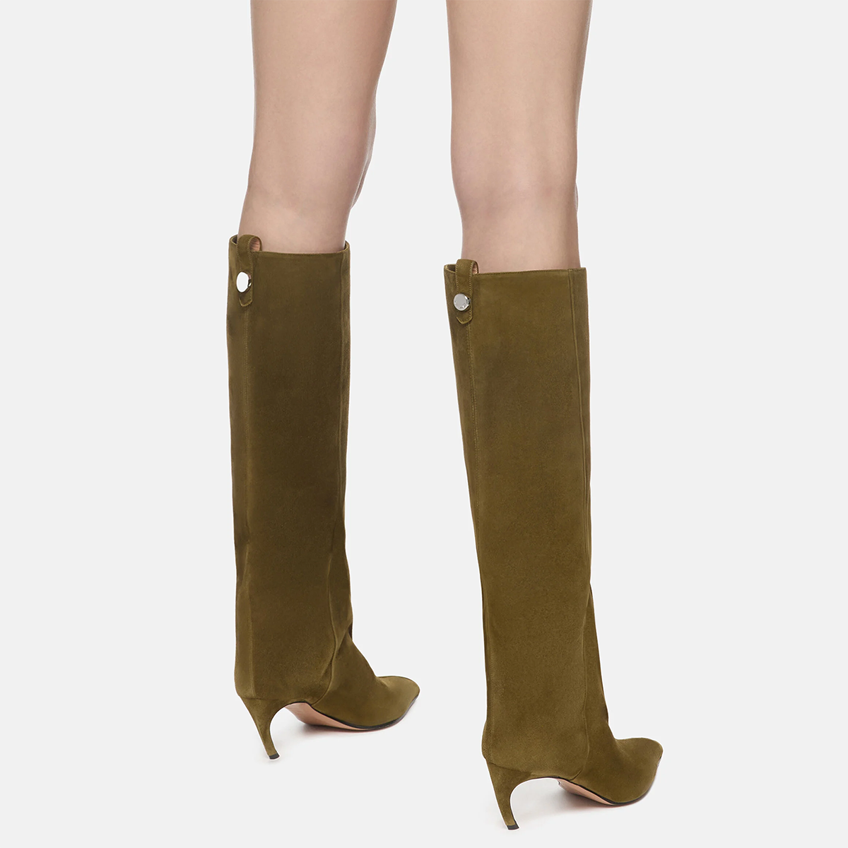 70mm Women's Pointed Toe Stiletto Heel Knee Boots-MERUMOTE