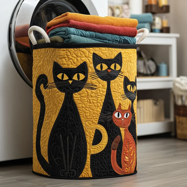 Whimsical Cats Quilted Laundry Basket GFTOMA4380