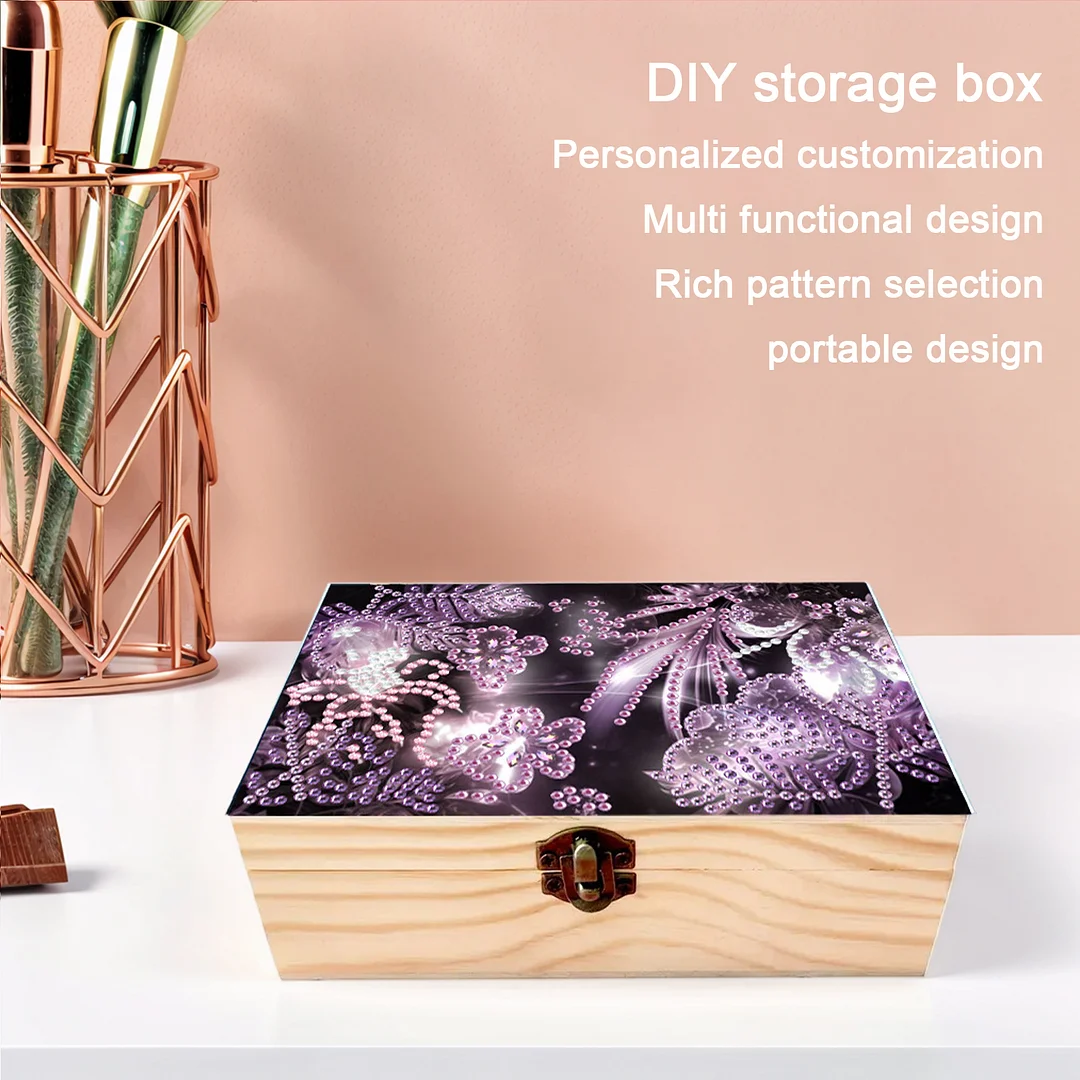 Purple Ambiance DIY Wooden 5D Diamond Art Diamond Art Storage Box for Adults