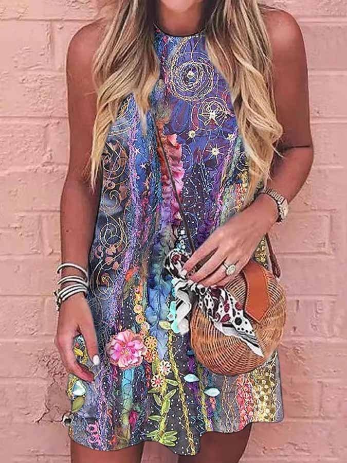 🔥Buy 3 Get 10% Off🔥Women'S Floral Print Sleeveless Dress