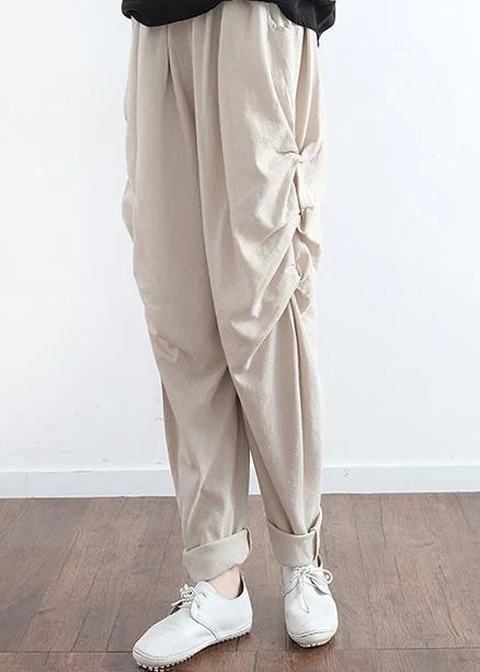 2022 summer new original design cotton linen loose Harlan wide-leg hanging large size feet trousers