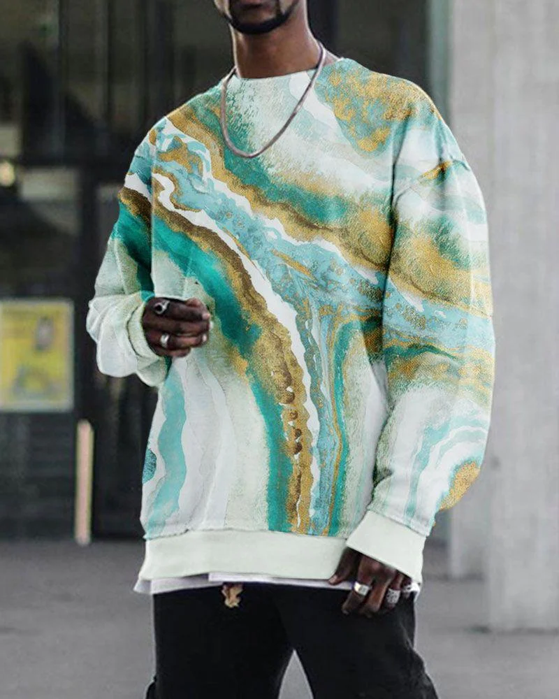 Men's abstract printed casual sweater