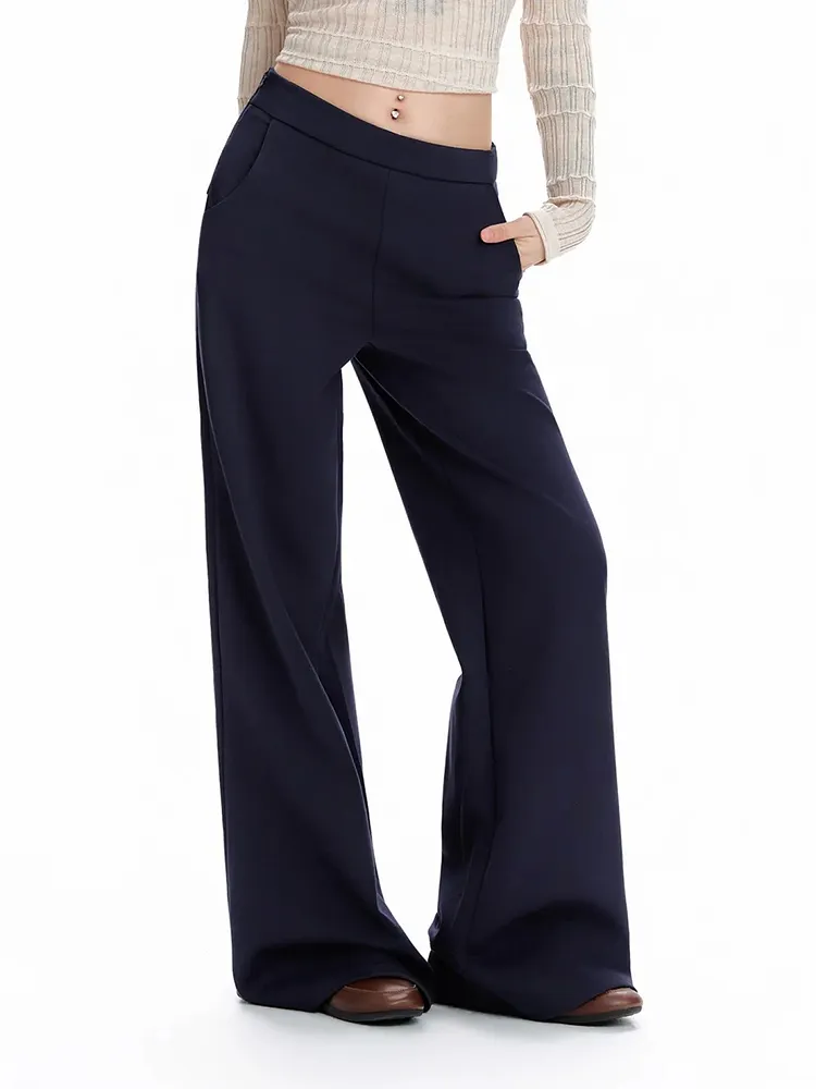 Navy blue high-waisted wide-leg pants