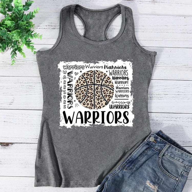 Warriors Mascot Basketball Leopard Print Vest Top-Annaletters