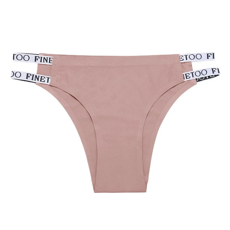 FINETOO Sexy Brazilian Panties Women Seamless Thongs M-XL Ladies Soft Underpants Smooth Letter Underwear Female Lingerie 2021