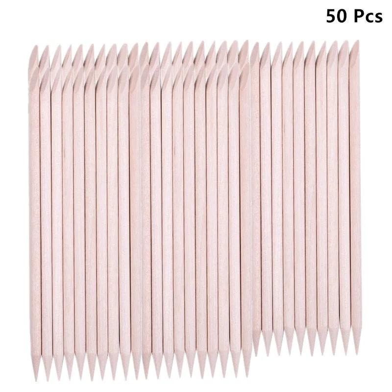 100pcs/set 50pcs/set Women Lady Double End Nail Art Wood Stick Cuticle Pusher Remover Pedicure Professional Nail Art Tool Set-Nail Inspo