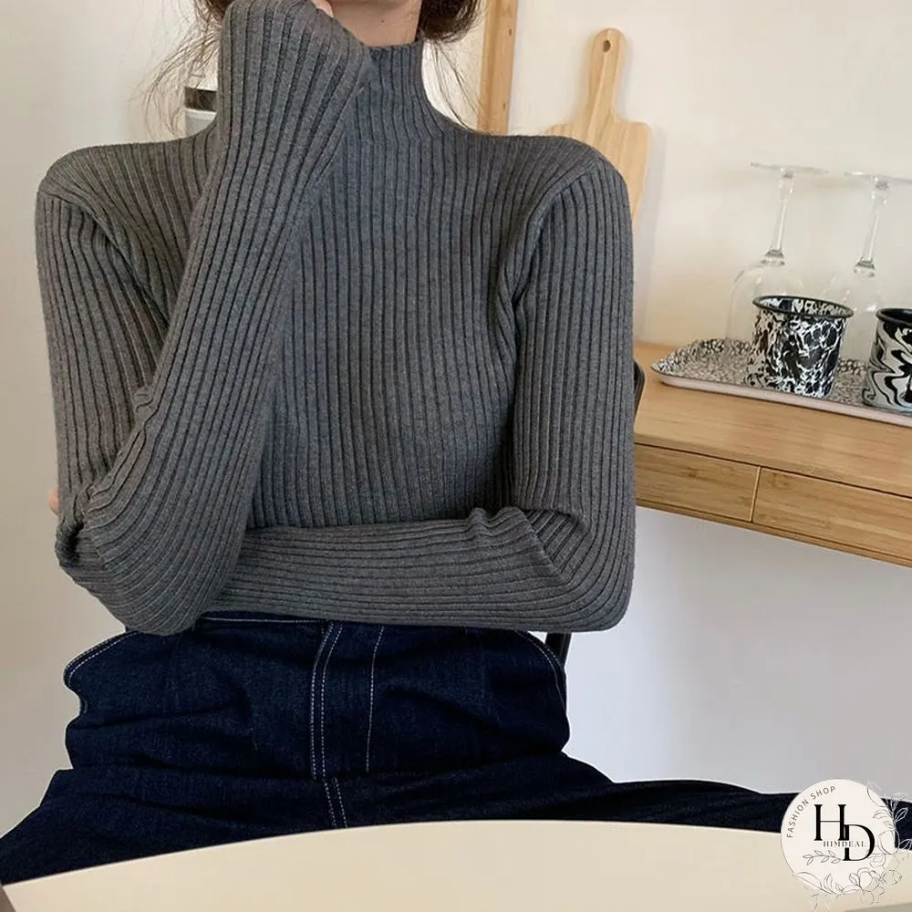 Chic Autumn Winter Sweater Pullovers Women Long Sleeve Casual Turtleneck Warm Basic Knit