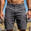 Cotton Blend Men's Cargo Shorts with Multiple Pockets and Adjustable Waistband by Inlyline