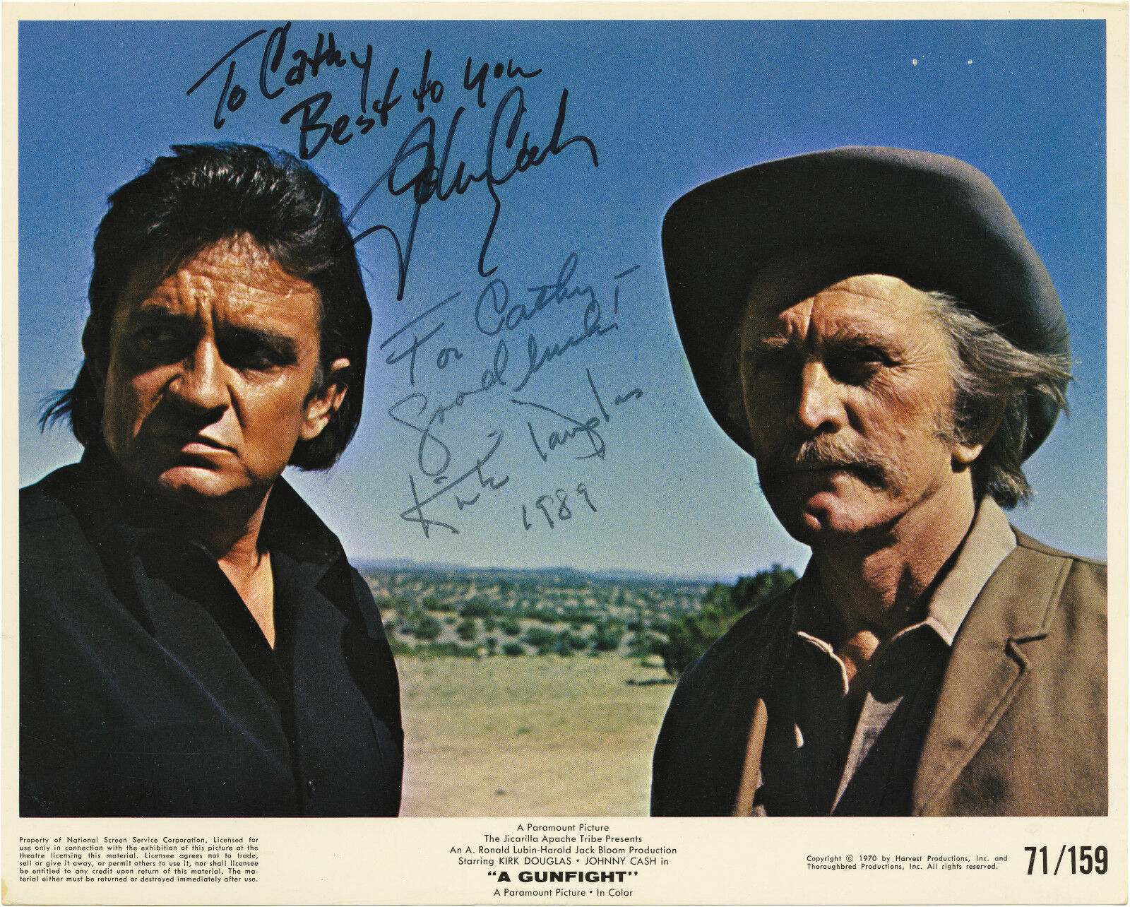 JOHNNY CASH & KIRK DOUGLAS Signed 'A Gunfight' Photo Poster paintinggraph - Film Actors preprint