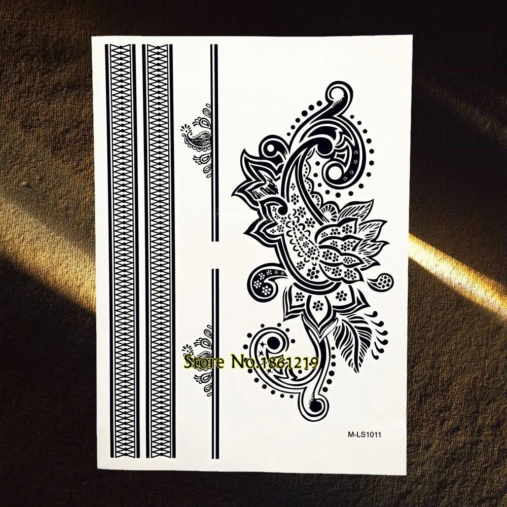 25 Styles Popular Black Temporary Tattoo Fake Dandelion Fairy Tatoo Women Lady Body Art Decals Waterproof Henna Tattoo Stickers