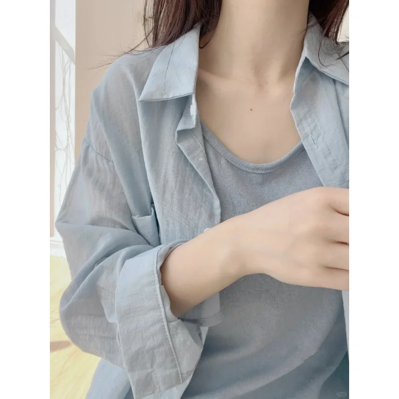 Uveng Uveng Apricot Thin Sunscreen Long-Sleeved Shirt Women's Summer Dress New Loose Thin Shirt Folded Coat