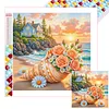 Roses en conque kits d&rsquo;art en diamant &agrave; perceuse carr&eacute;e 5D en forme de maison, id&eacute;es cadeaux pour adultes/d&eacute;butants, d&eacute;corations murales &agrave; points de diamant, peintures art et arts illustr&eacute;s, kits de peinture &agrave; strass en cristal en diamant 13,78x13,78 pouc