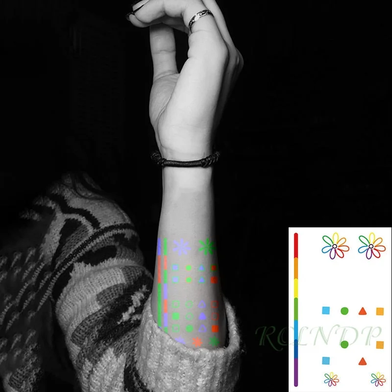 Waterproof Temporary Luminous Tattoo Sticker Moon Lunar Planet Star Sky Element Tattos Flash Tatoo Fake Tatto for Kids Women Men
