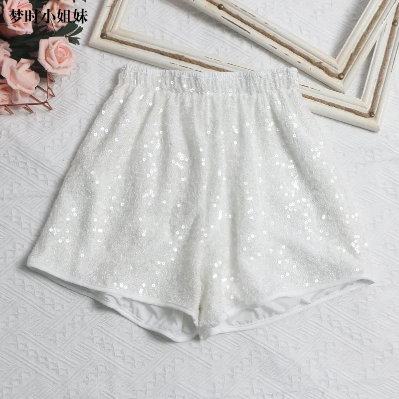Churchf The Details Are Good, There Are Libu Lililiang Shorts High Waist Broad Leg Trousers Tight Waist Leisure Light Skin Hot Pants 9915