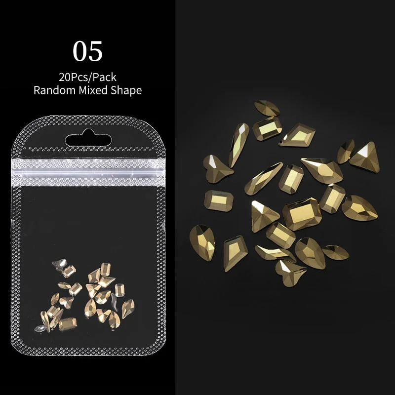 Crystals Clear AB Glass Rhinestone Stones Solid Flat Back Nail Ornaments Colorful Granular Three-Dimensional Nail Art Decoration-Nail Inspo