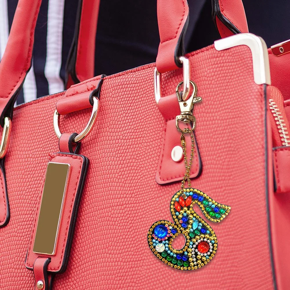 DIY Key Chain Diamond Painting Letters Women Girl Bag Keyring Pendant Gift