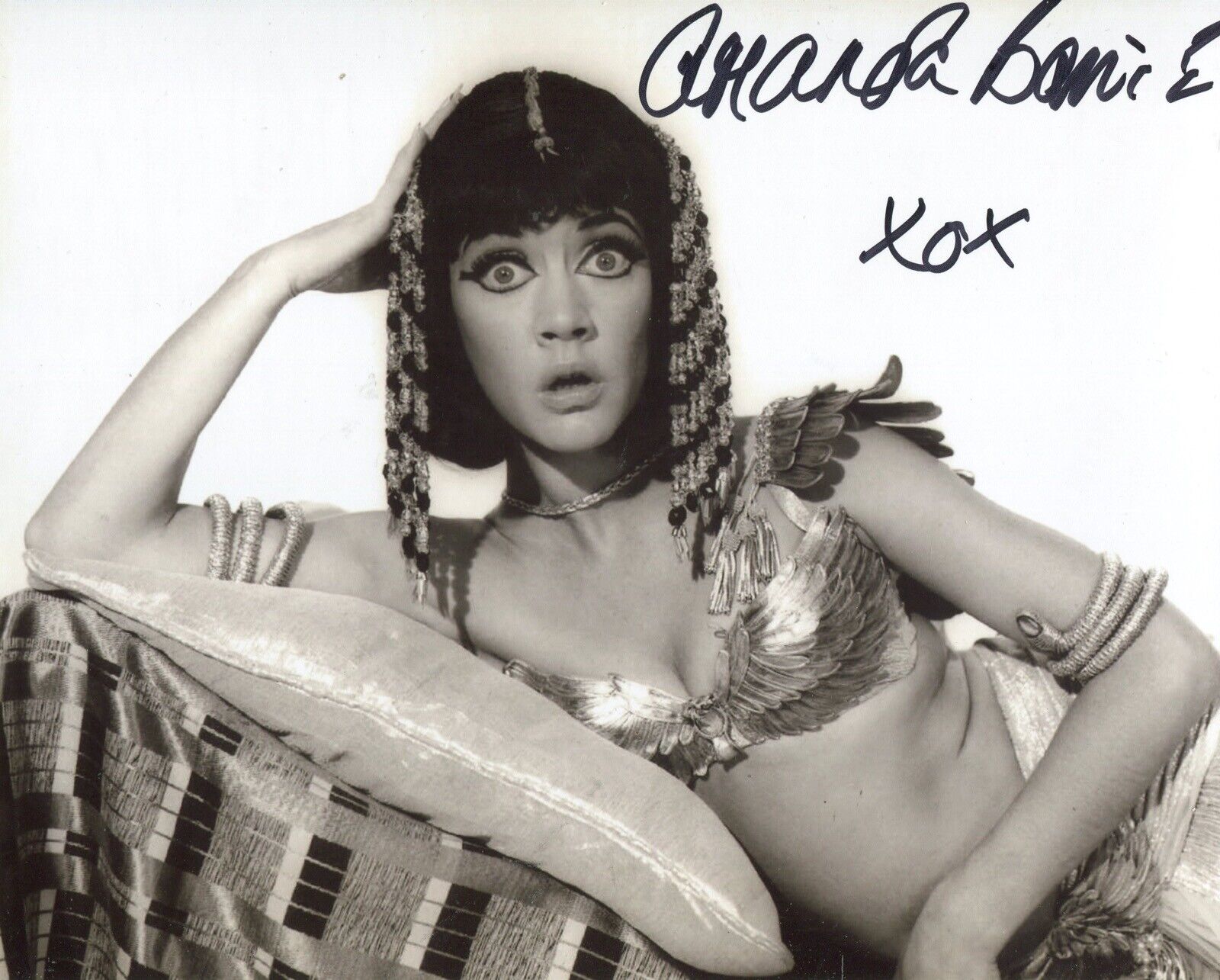 Actress Amanda Barrie signed Carry On Cleo 8x10 Photo Poster painting