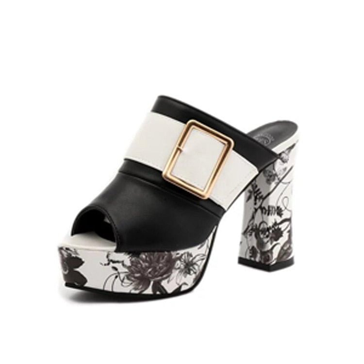 Woman Summer Sandals Gold Open Toe Sandal Lace Dress Shoes Womens High Heels Sandals Square Heeled Pumps Ladies Shoes
