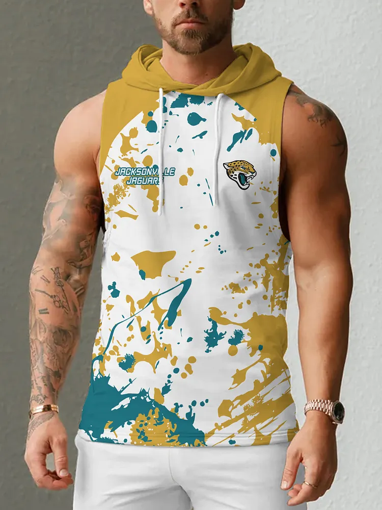 Jacksonville Jaguars Men's  Casual Comfy Sleeveless Hooded Tank Top