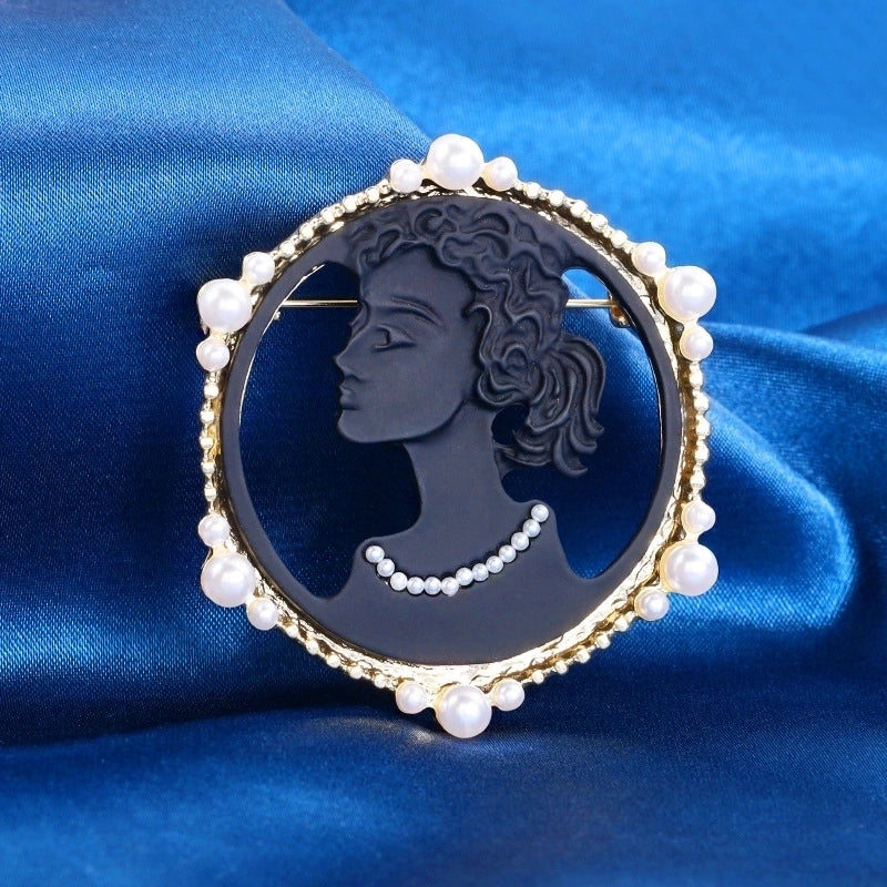 Retro Pin Portrait Alloy Plating Rhinestones Women’S Brooches