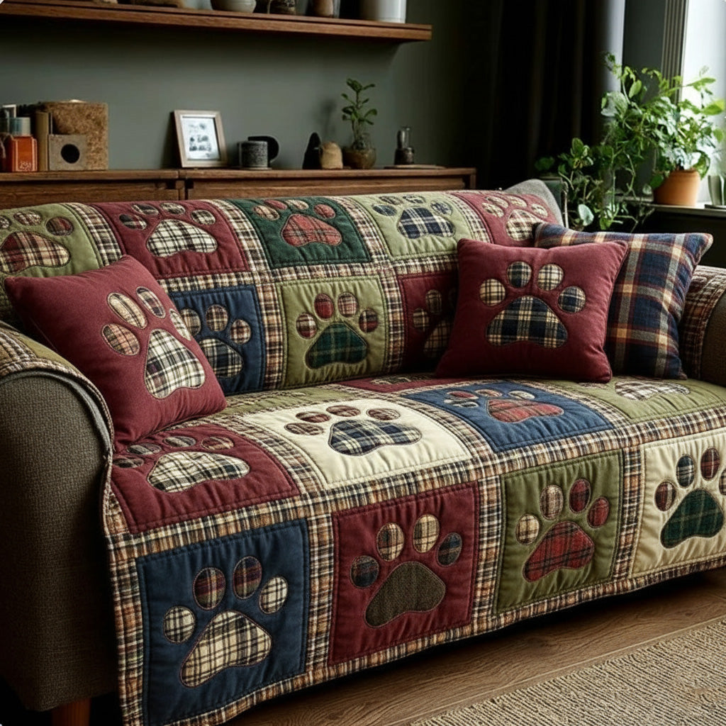 Forest Jewel Love Paw Quilted Sofa Cover NCU0NT11536 everthome