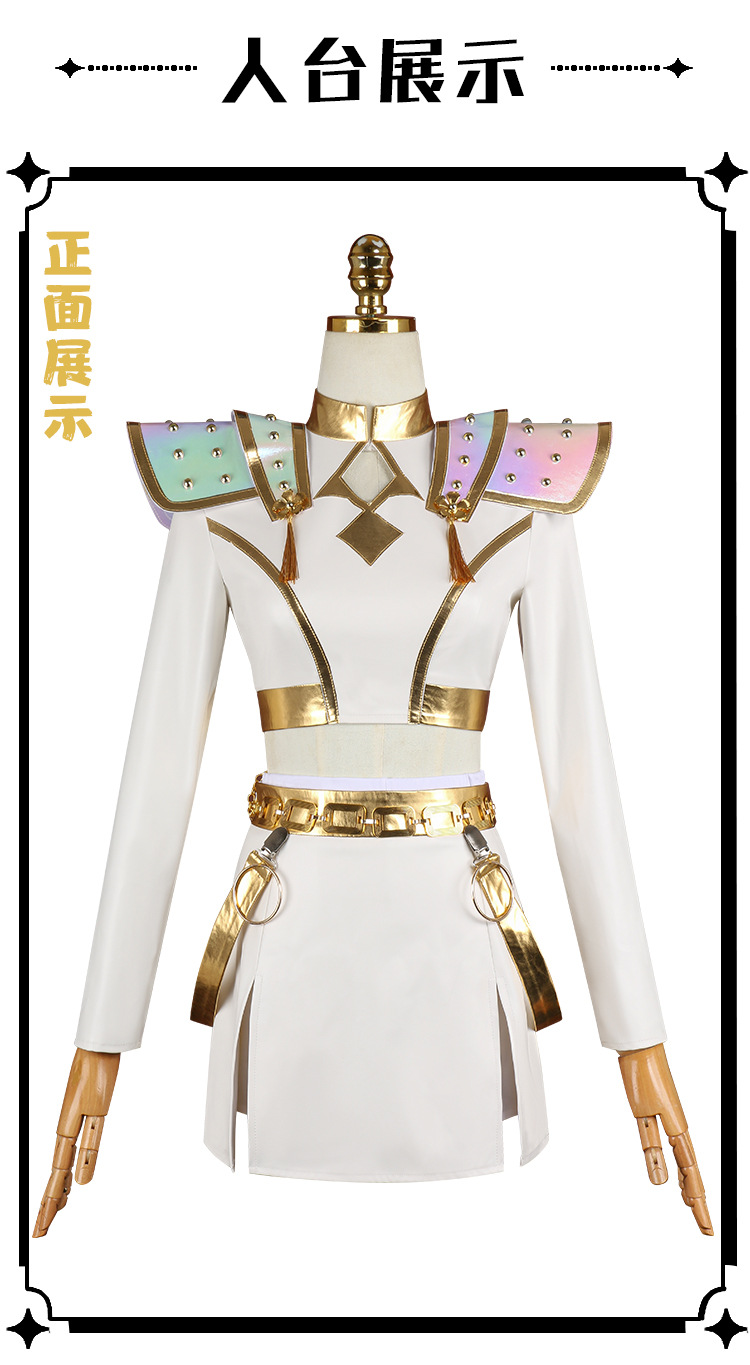 Tegooe Huntrix Zoey Cosplay Costume Wig for Women - Demon Hunter Uniform - BlackWhite Golden - S-3XL