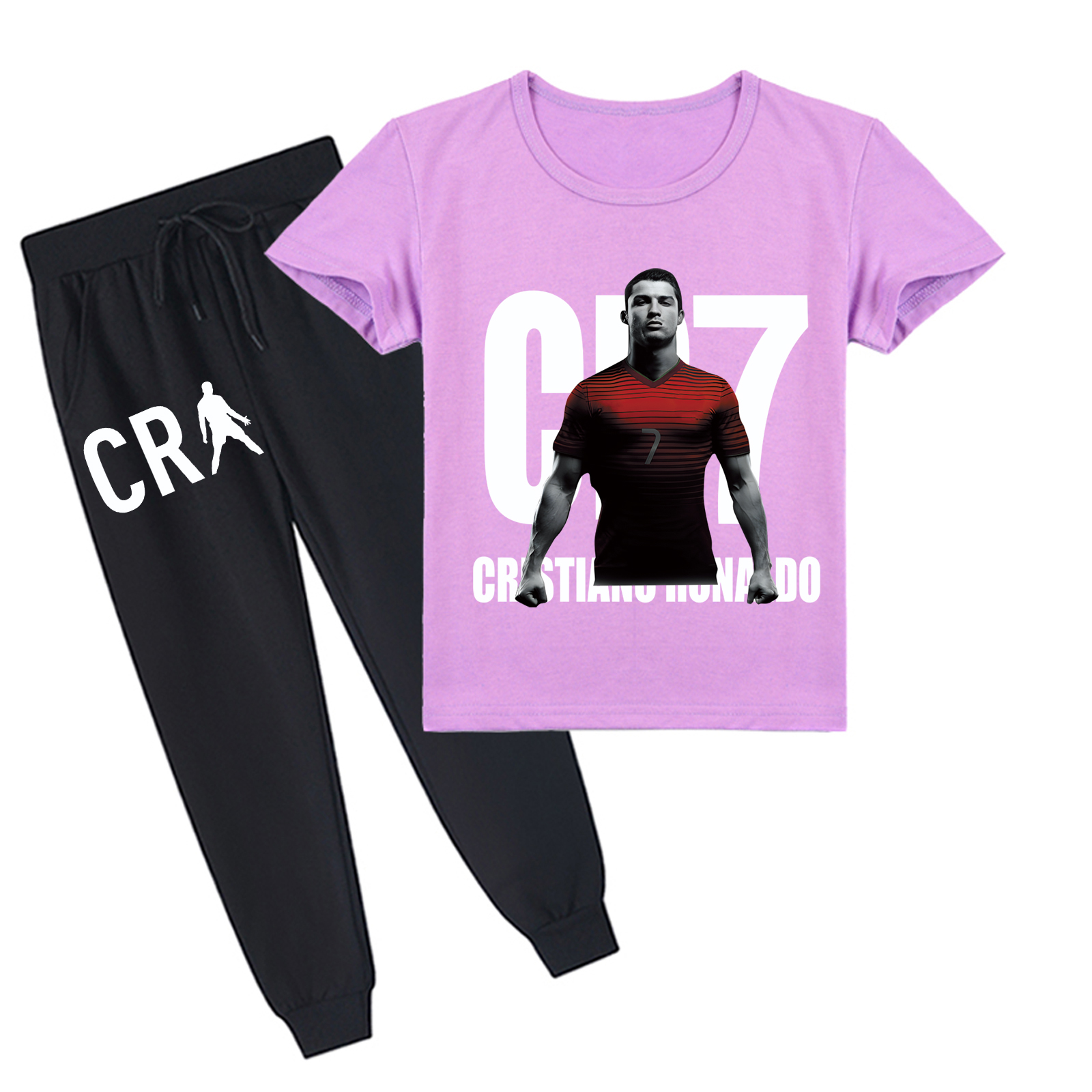 Mayoulove Kids' Cristiano Ronaldo Short Sleeve T-Shirt Set - Perfect for Boys  Girls, Stylish  Comfortable-Mayoulove