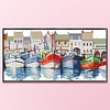Multicolored Sailboat-14CT Stamped Cross Stitch 42*21cm/16.54*8.27in(Brand)
