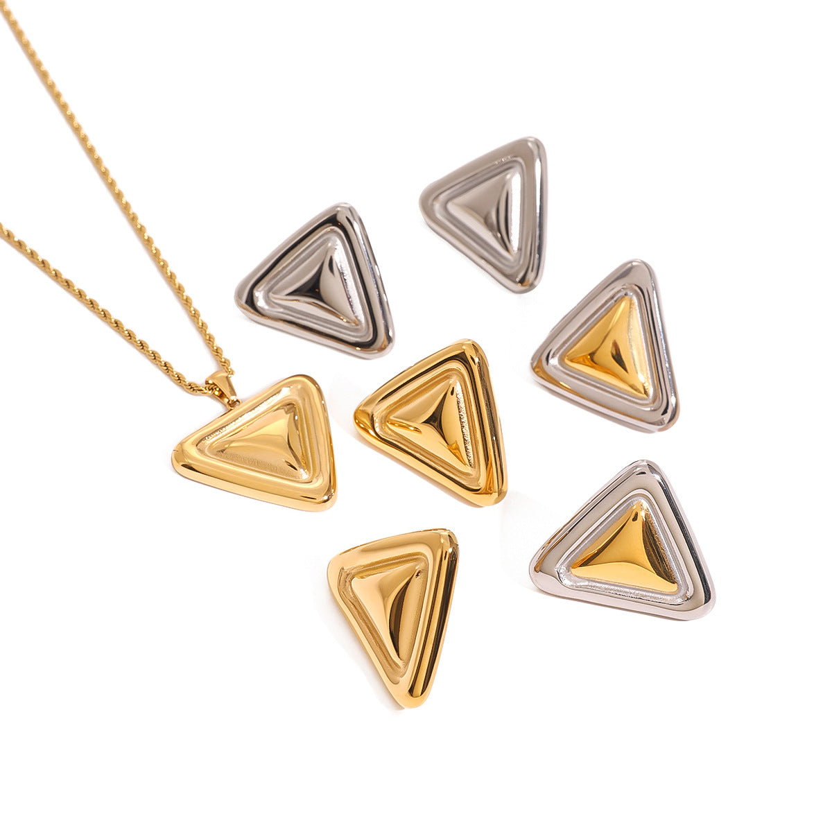 Jie Ding Stainless Steel Triangle Earrings Niche Earrings Titanium Steel Earrings