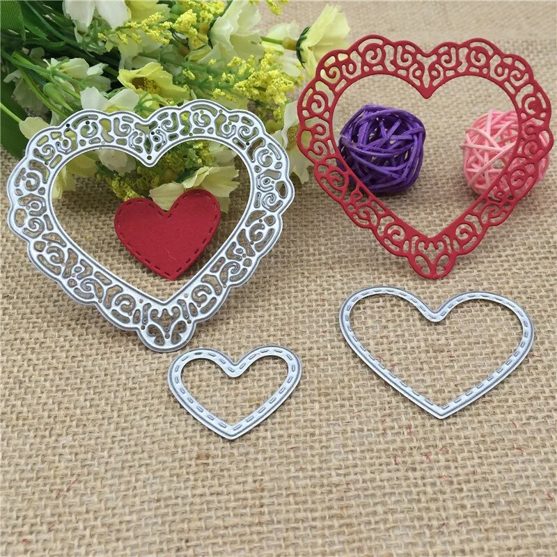 3 Pcs Love Heart Metal Cutting Dies Stencils for DIY Scrapbooking/photo album Decorative Embossing DIY Paper Cards