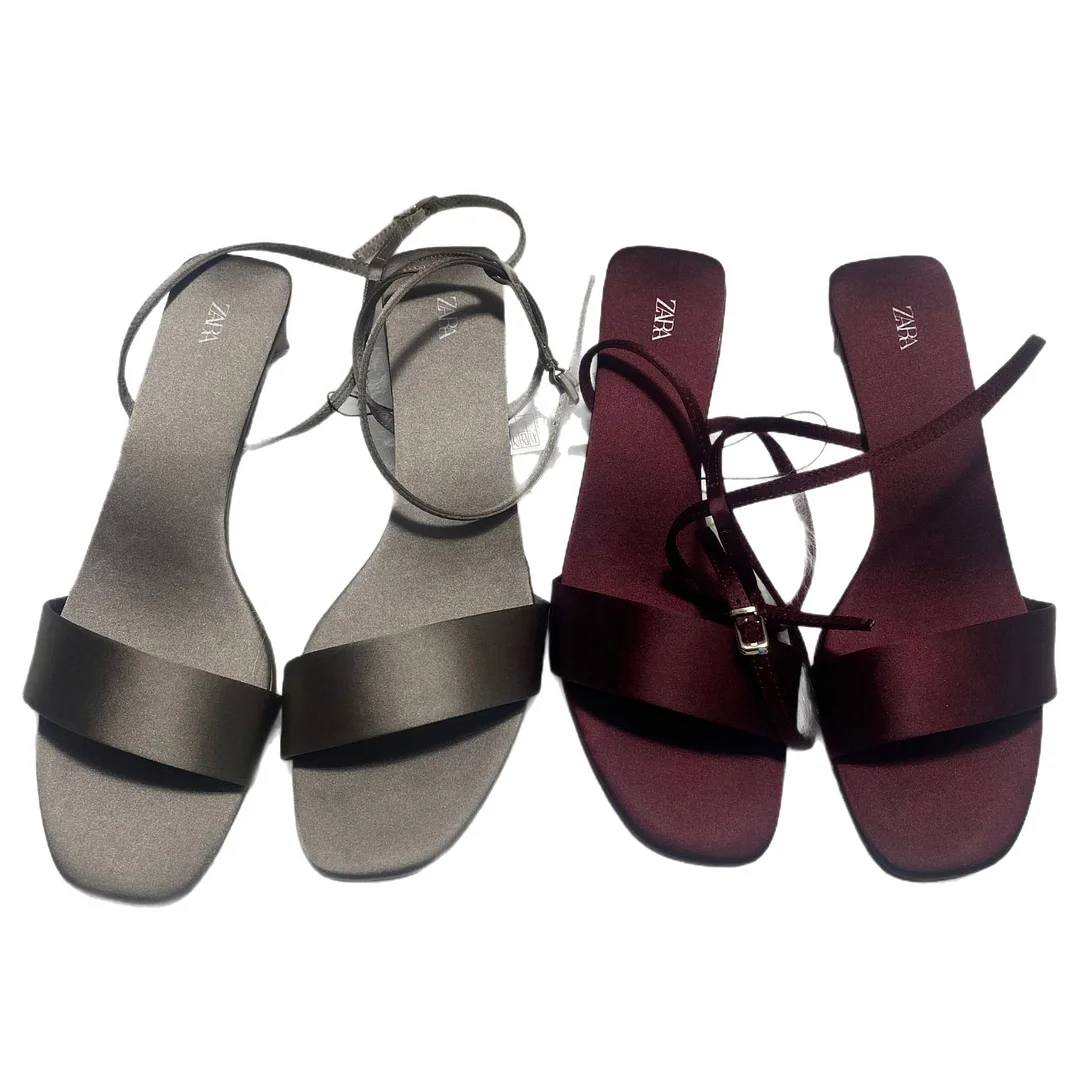 Breakj Breakj Home 2025 New Women's Shoes Low Heel Temperament Korean Version Of Low-Heeled Sandals Simple Word With Two Wearing Sandals