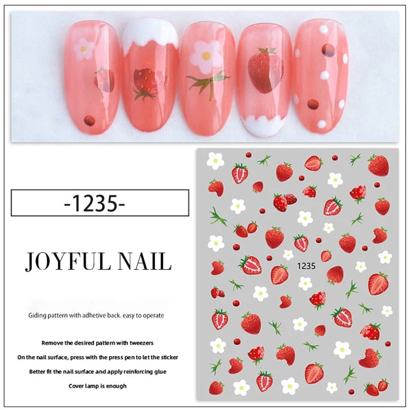 Beautizon Cute Image Flowers Leaves Cactus Nail Sticker 3D Engraved Nail Art Decorations Nail Decals Design