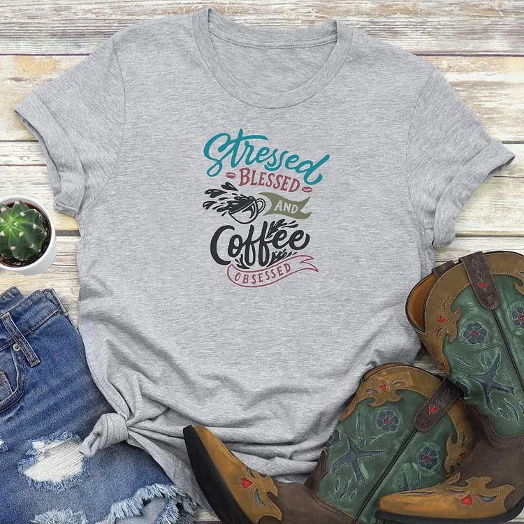 Stressed, blessed and coffee obsessed  T-Shirt Tee-03613#53777-Annaletters