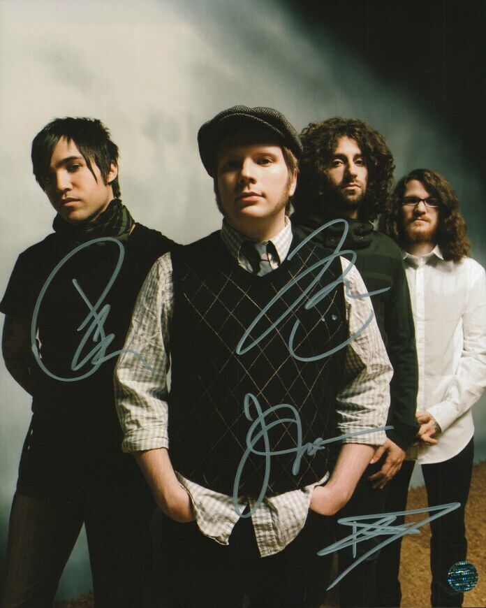 FALL OUT BOY BY ALL 4 Autographed Original 8x10 Photo Poster painting LOA TTM