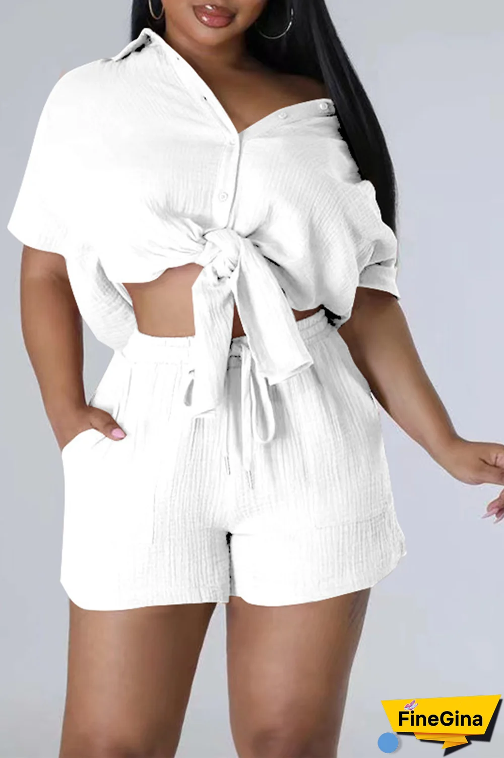 Pink Casual Solid Patchwork Turndown Collar Short Sleeve Two Pieces