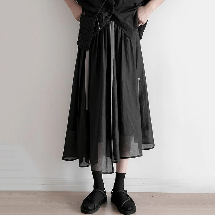 Elegant Contrast Color Ribbons Decor Mesh Irregular Hem Skirt 