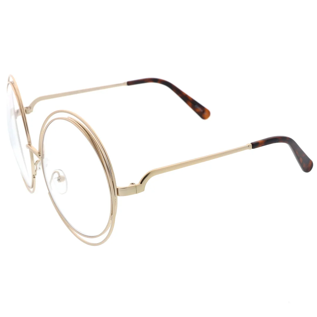 Women's Oversize Wire Frame Clear Lens Round Eyeglasses 62mm