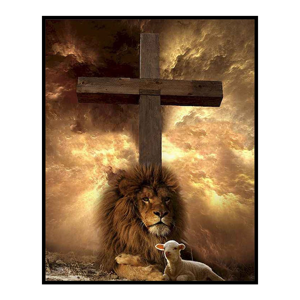 

Cross Lion - 11CT Stamped Cross Stitch - 40*50CM, 501 Original