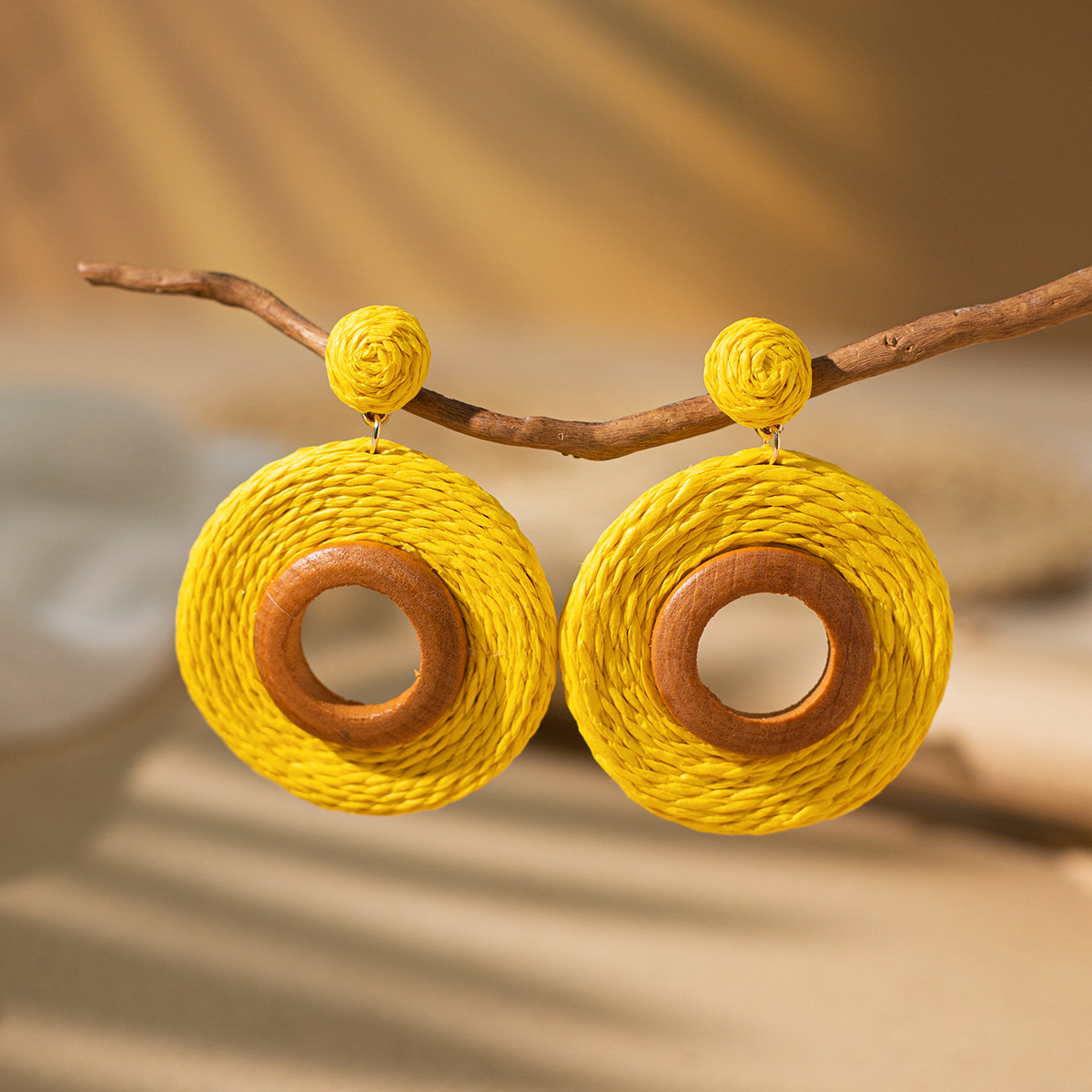 Women's Holiday Bohemian Style Raffia Hand-woven Earrings