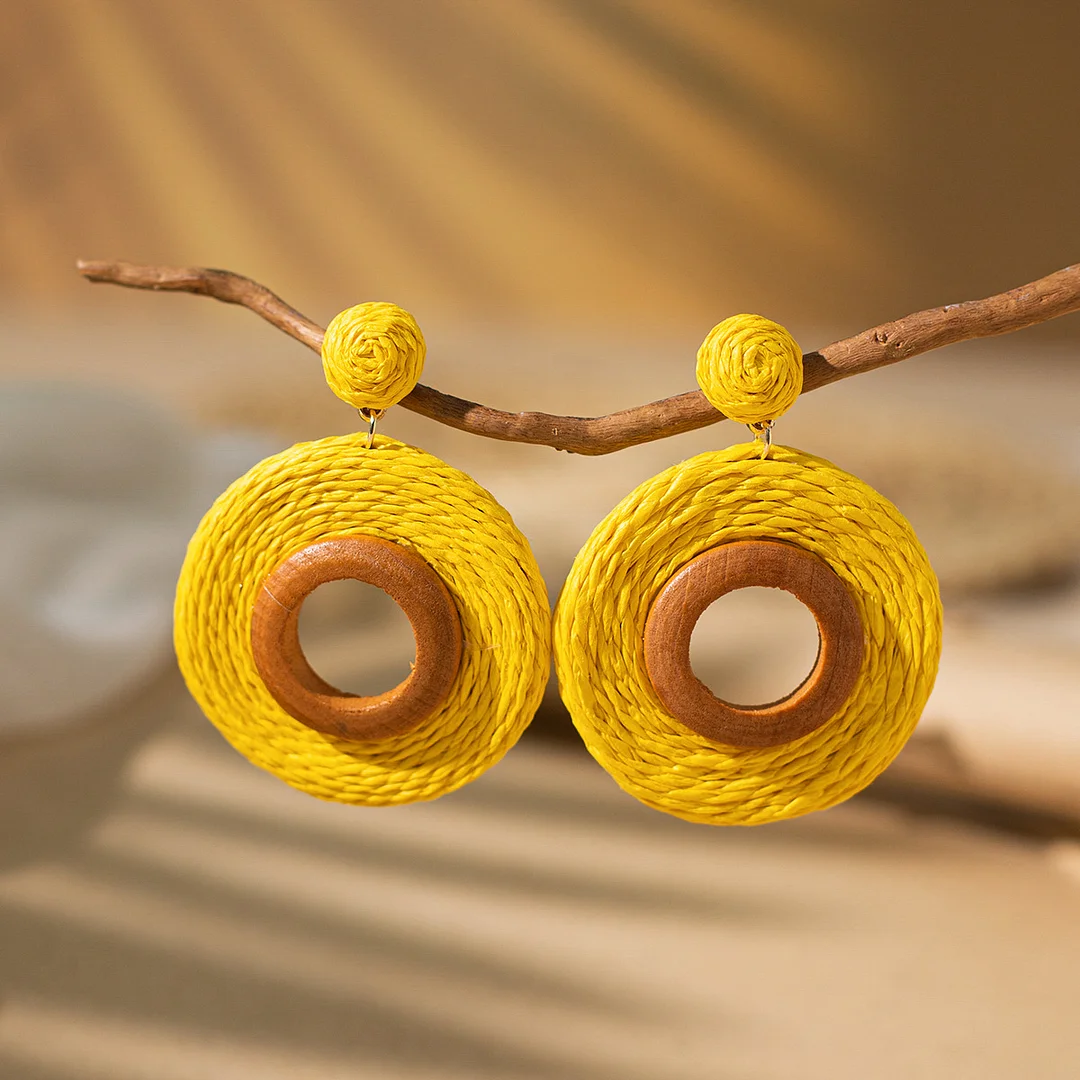 Women's Holiday Bohemian Style Raffia Hand-woven Earrings
