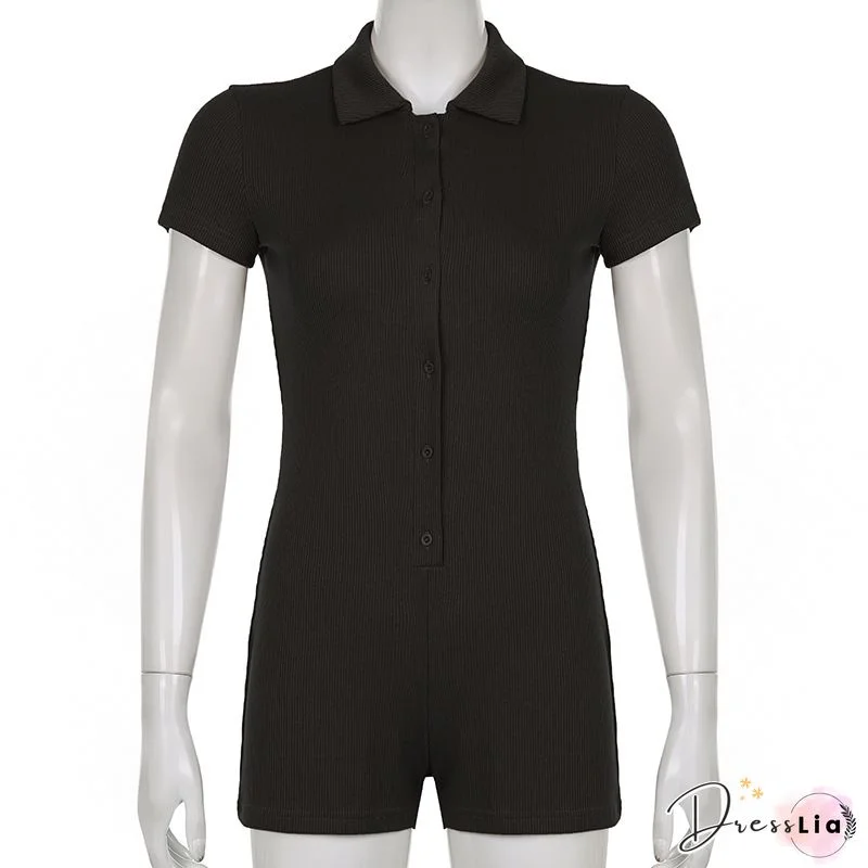 Contrast Binding V-neck Button Design Long Sleeve Romper