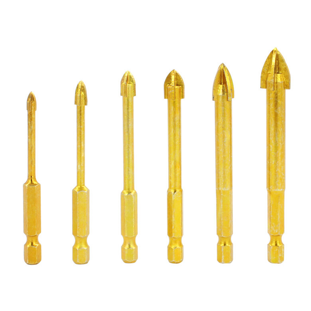 

6pcs Drill Bit Carbide Alloy Triangle Glass Drill Hexagon Shank Hole Opener, 501 Original