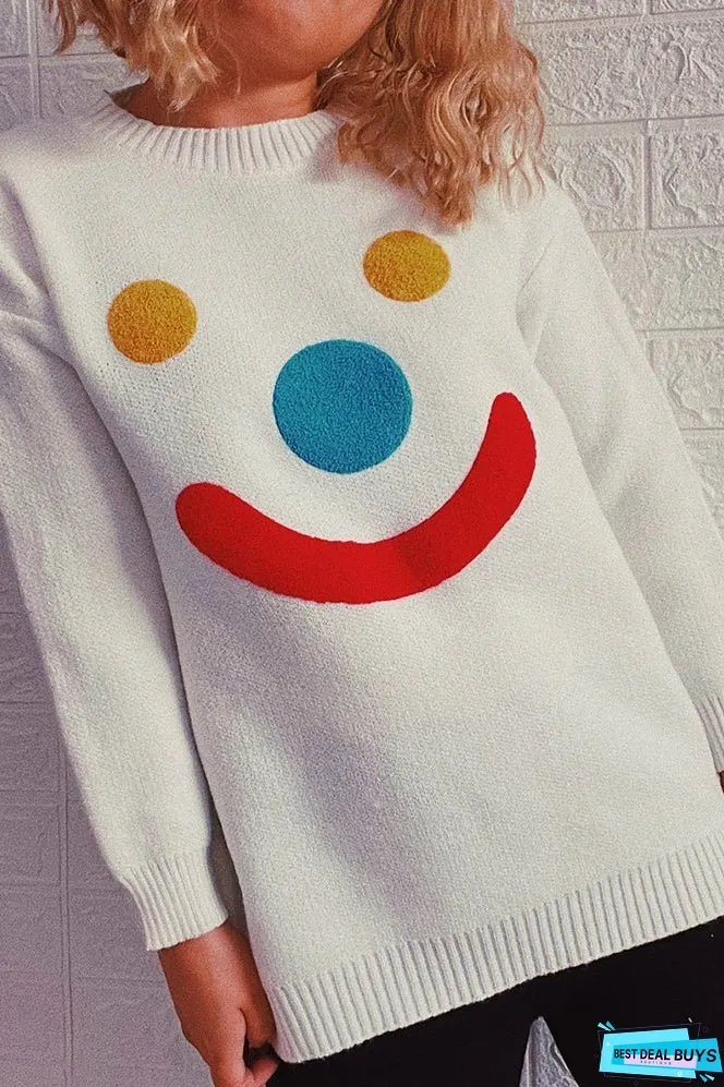 Clown Smile Knit Pullover Sweaters Winter Outfits