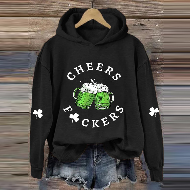 St. Patrick's Day Funny Cheers Shamrock Casual Hoodie wearshes