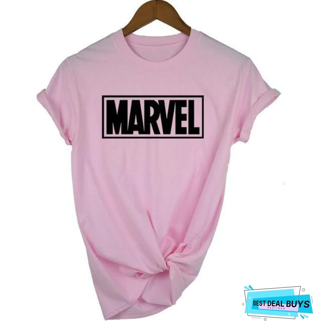Women Short Sleeve T-shirt O-neck Cotton Super Hero Tops Tee
