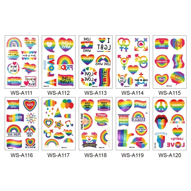 Pride Day Love Colorful Disposable Tattoo Sticker Rainbow Tattoo Sticker