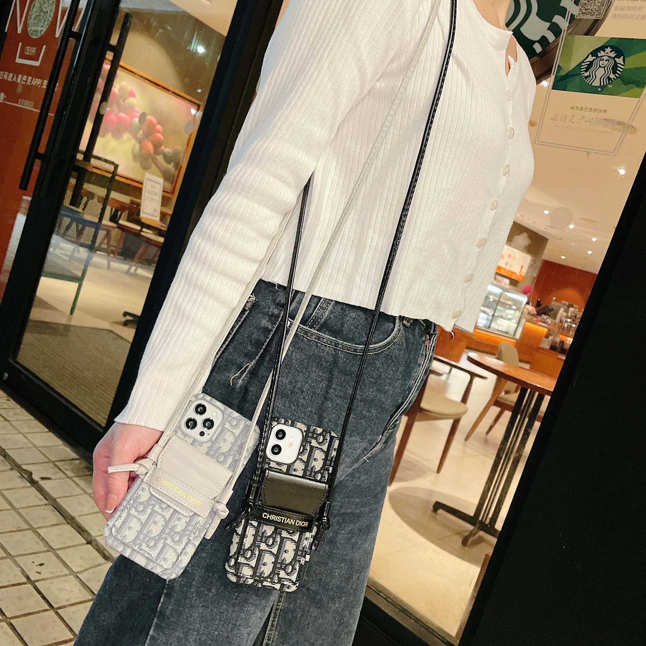 Dior DIY crossbody phone cases for iPhone 15pro 14pus 13promax 12 11pro xsmax xr x 7 8plus