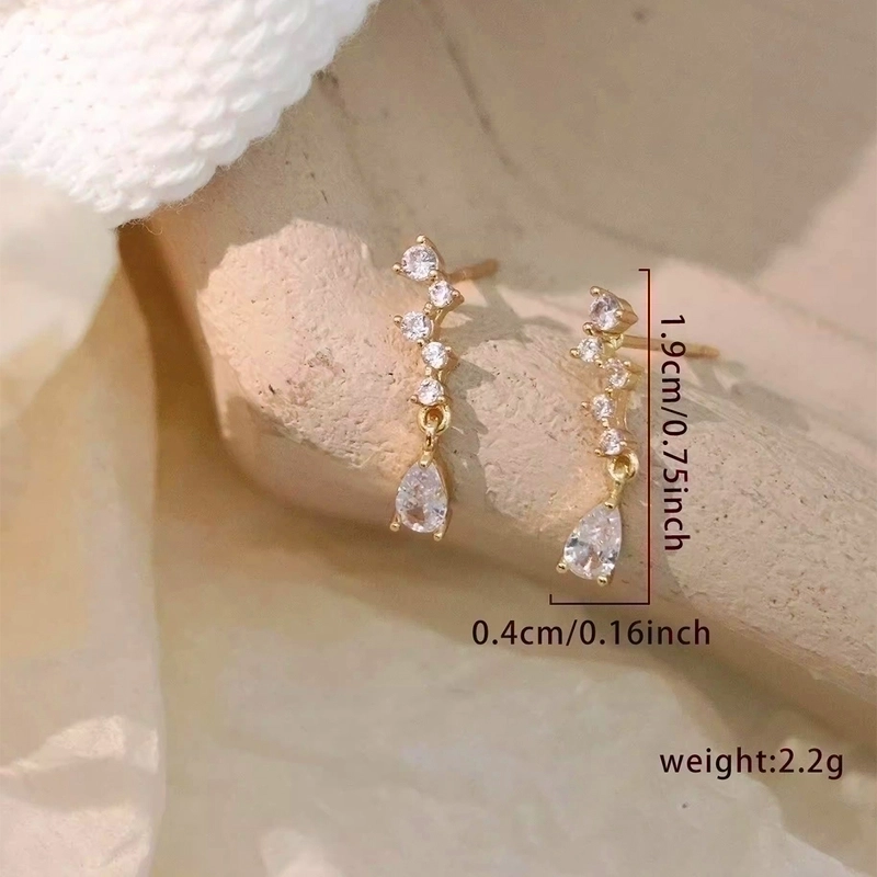 1 Pair Hawaiian Vacation Beach Flower Inlay Alloy Copper Zircon Drop Earrings Ear Studs