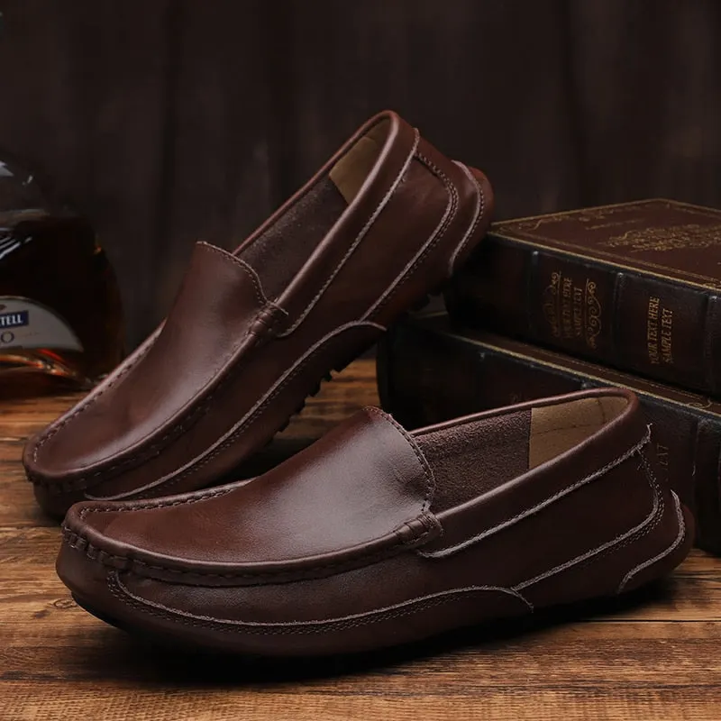 Genuine Leather Men Casual Shoes Luxury Brand 2020 Mens Loafers Moccasins Breathable Slip on Male Driving Shoes Plus Size 38-48